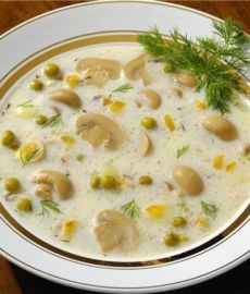 Рецепт сырного супа-жульена с курицей и шампиньонами