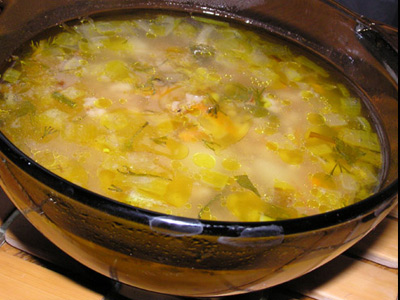 Суп с добавлением хлопьев и капусты